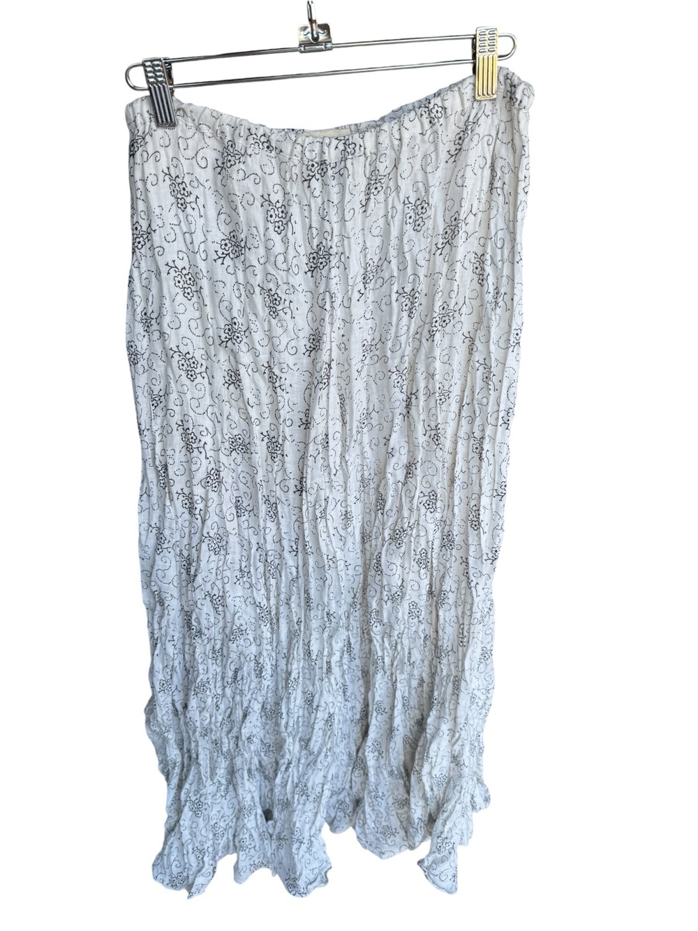 CP Shades Lily Skirt In Linen White and Black Tiny Floral Maxi Skirt Size Small.